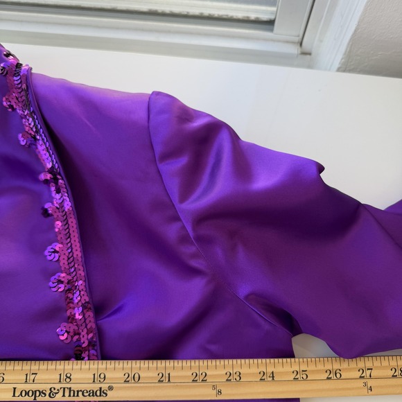 Saks Fifth Avenue Jacket Womens Large Purple Sequin Trim Shawl Collar Open Front - Picture 13 of 16